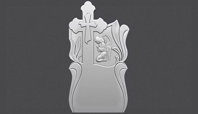 Memorial Tombstone with Cross for cnc | 3D