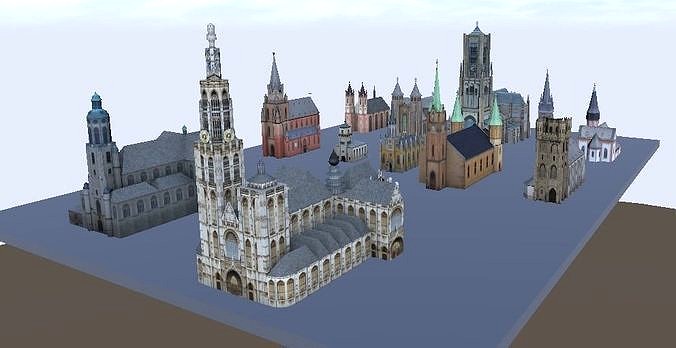 Churches very low-poly 3d models