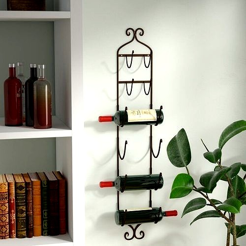 Arien Wall Mounted Wine Bottle Rack in Brown