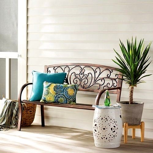 Blooming Iron Garden Bench Chair