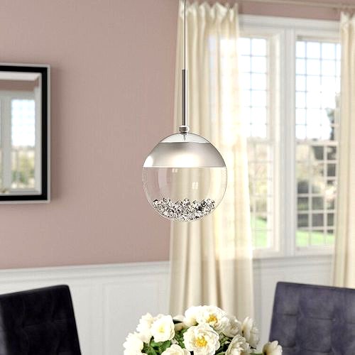 Dalila 1 - Light Single Globe LED Pendant with Crystal Accents