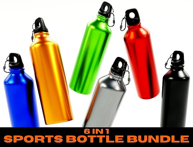 Sports Bottle Bundle - Metallic Low Poly PBR 4K