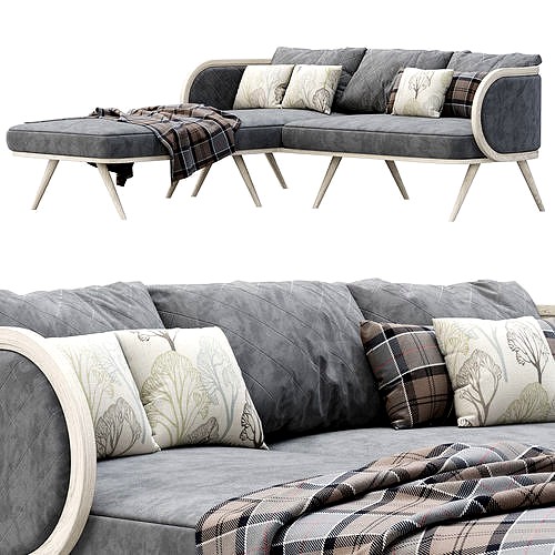 Victoria velour sofa HV60 with chaise lounge