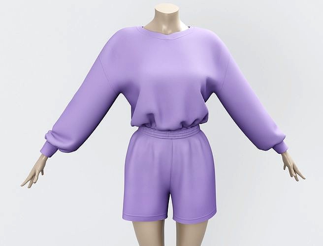 Outfit Sweatshirt and Shorts Lilac - Monochromatic Color