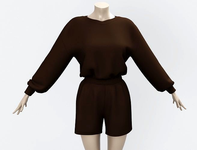 Outfit Sweatshirt and Shorts Brown - Monochromatic Color