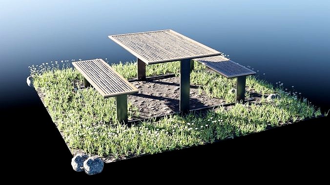 Picnic Table Low-poly 3D model