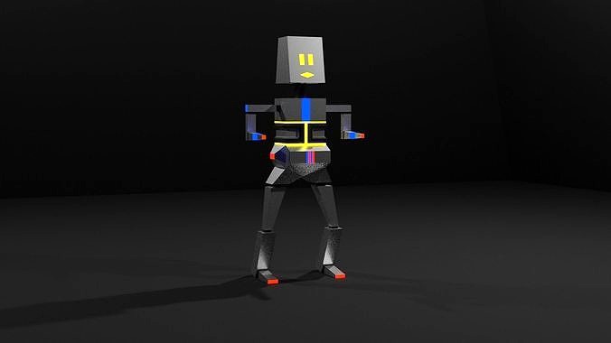 Low poly robot model rigged
