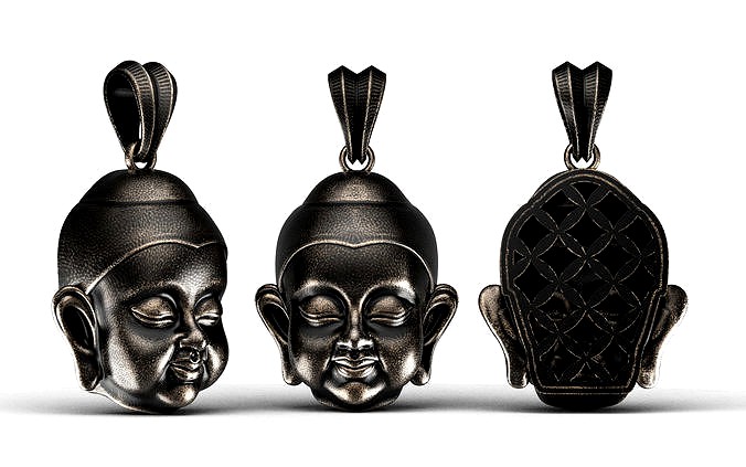Gold Buddha Baby Pendant  | 3D
