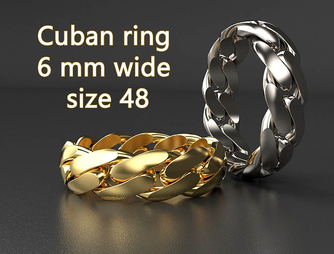 Cuban ring 6 mm wide size 48 | 3D
