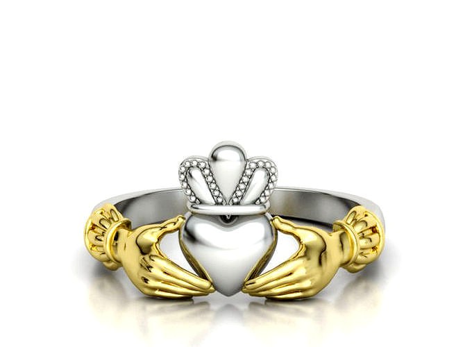 Claddagh Ring TwoTone 8US Friendship Ring  | 3D