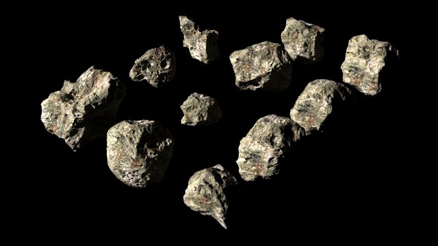 detailed meteorites set