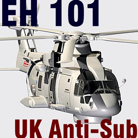 uk navy eh-101 merlin anti-submarine helicopter c4d