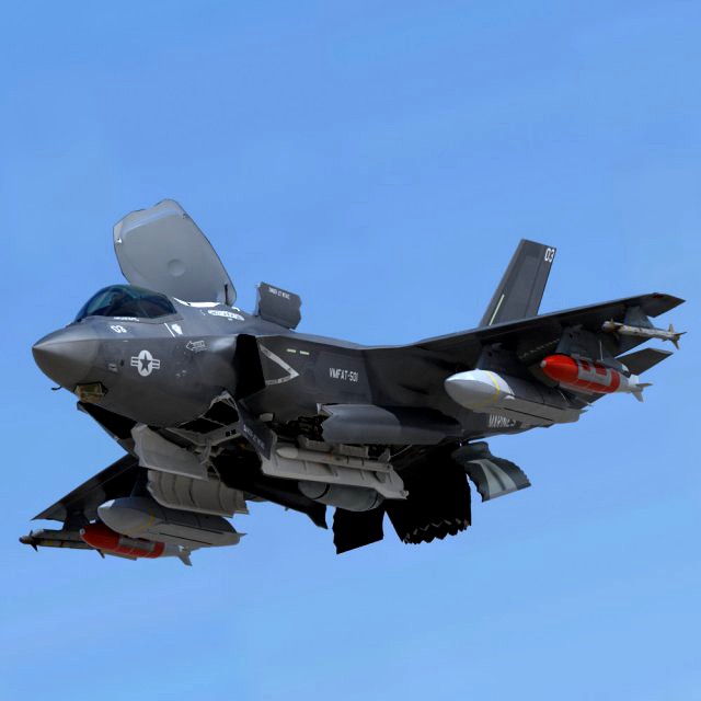 us air force f-35 bf-4 lightning ii with pilot