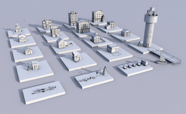 cartoon lowpoly sea city pack