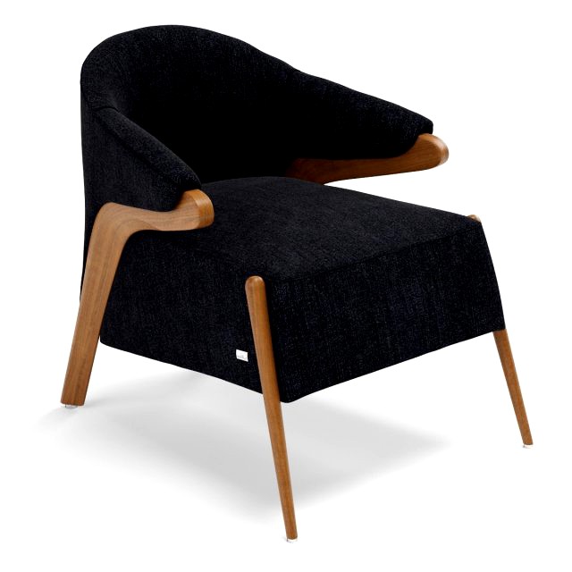 uultis osa upholstered armchair in almond finish and charcoal fabric