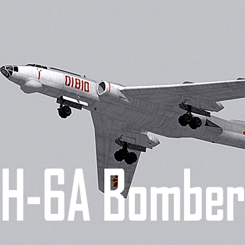 chinese air force h-6a bomber low polygon