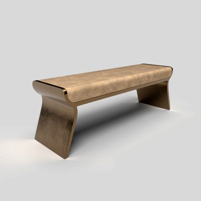 dandy day bench in cream leather and bronze