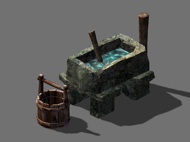 draw water person-stone-sink