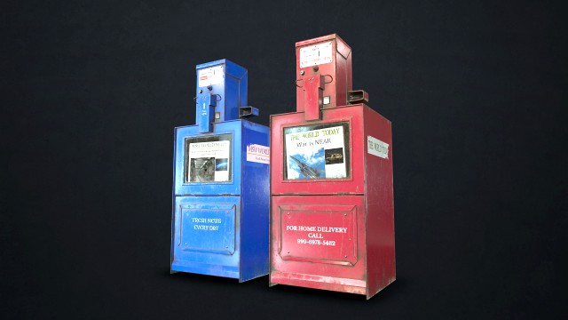 newspaper dispenser - low poly