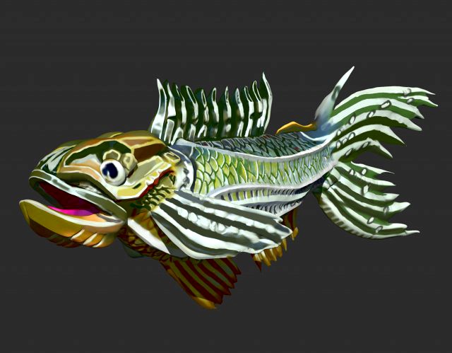 fish sculpt and polypaint ztl zbrush file