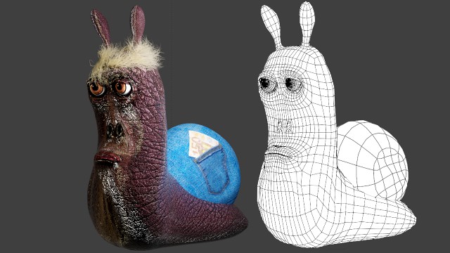 snail 3d character low poly model