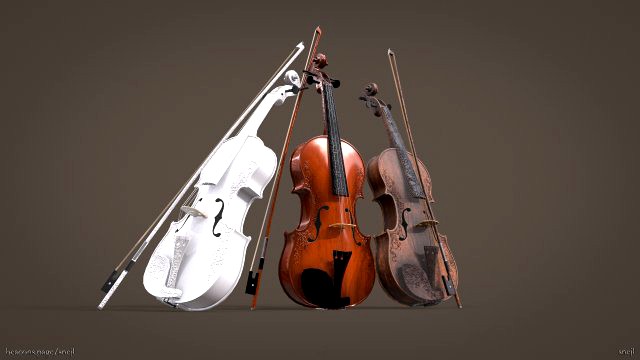 Violin PBR- low poly- game ready