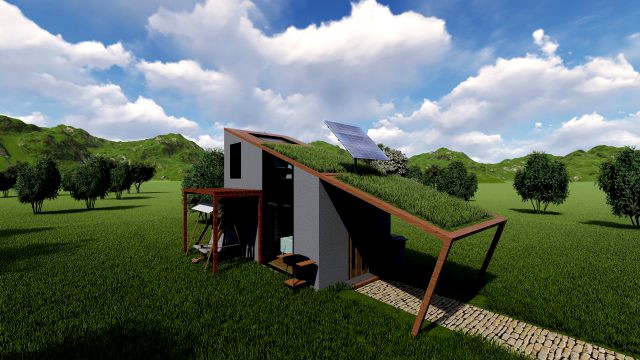 tiny house floor plan low-poly