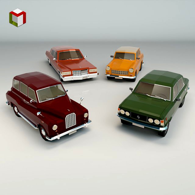 low poly sedan car pack 03