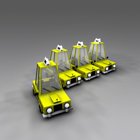 low poly taxi car