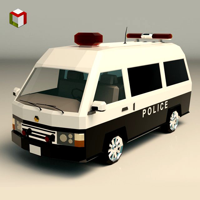 low poly police van 06