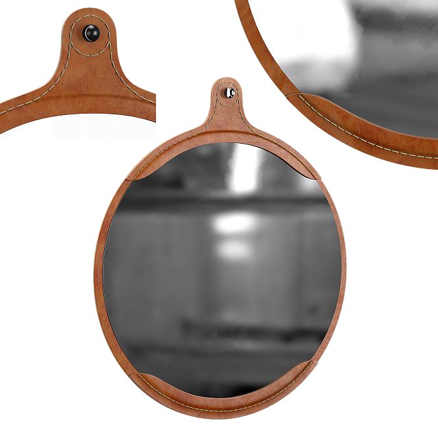 fairmount leather round mirror