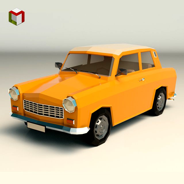 low poly sedan car 13