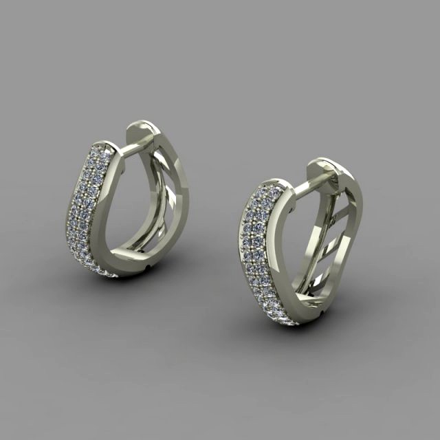 earrings wave with two rows of stones