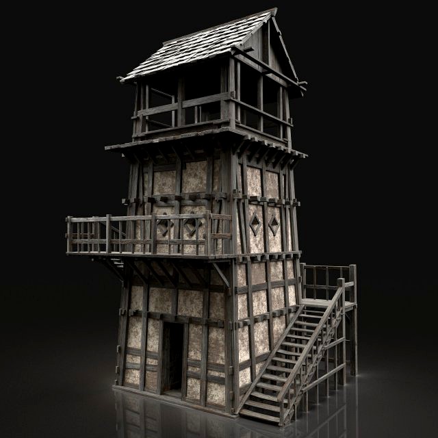 enterable aaa next gen medieval city town tower watchtower