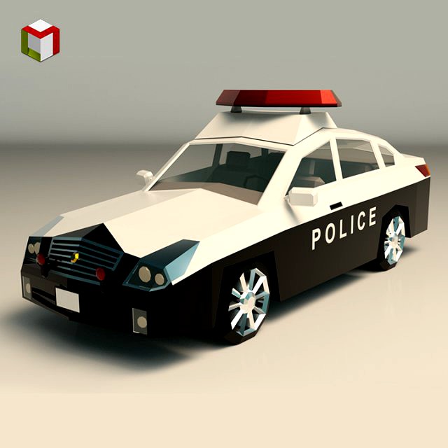 low poly police car 06
