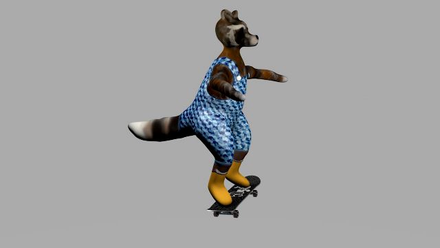raccoon on a skateboard