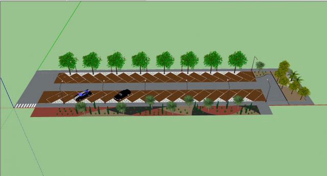 parking lot with landscape desing 3d