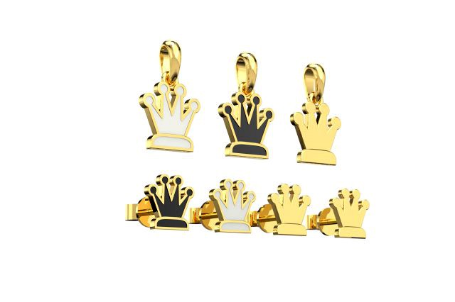 queen pendant and earrings chess set