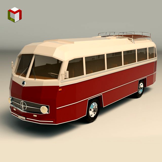 low poly vintage bus 02