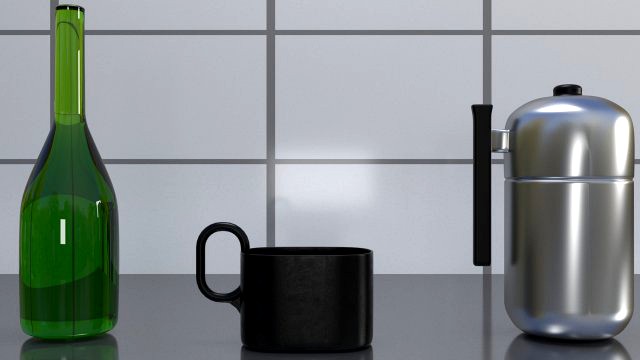 interior kitchen tableware scene low-poly