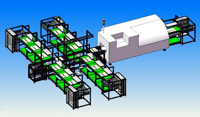 the plug-in welding production line adopts the way of passing through the tin furnace to realize the