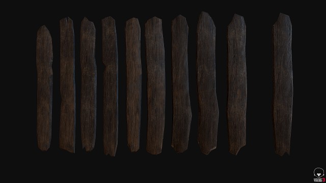 10 3d wooden planks low-poly