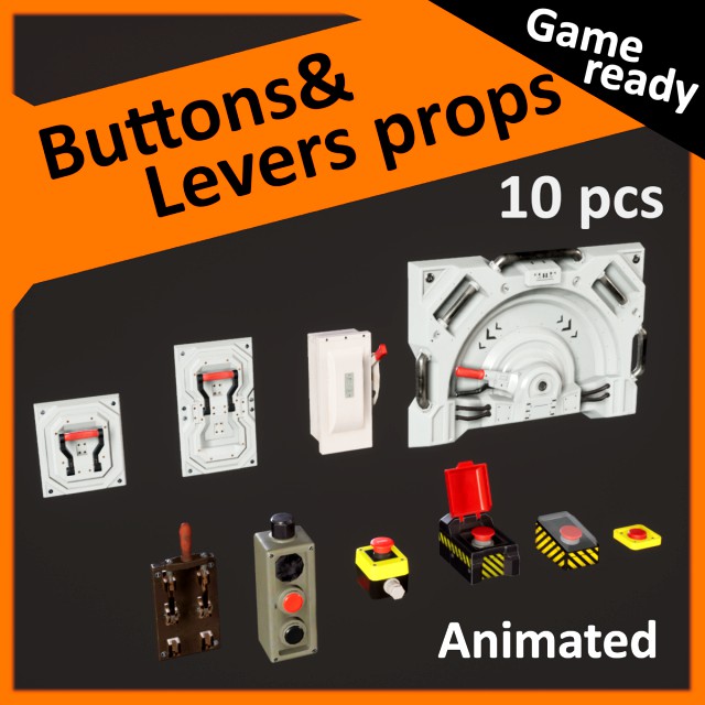 buttons and levers pack 10 pcs animated