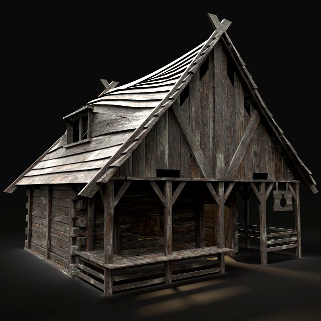 medieval shop stall fantasy market building city town house hut