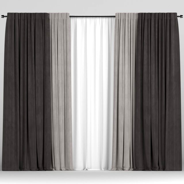 curtains in two colors with tulle