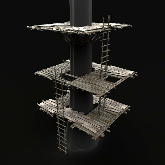 tree platform wooden construction scout tower watchtower aaa