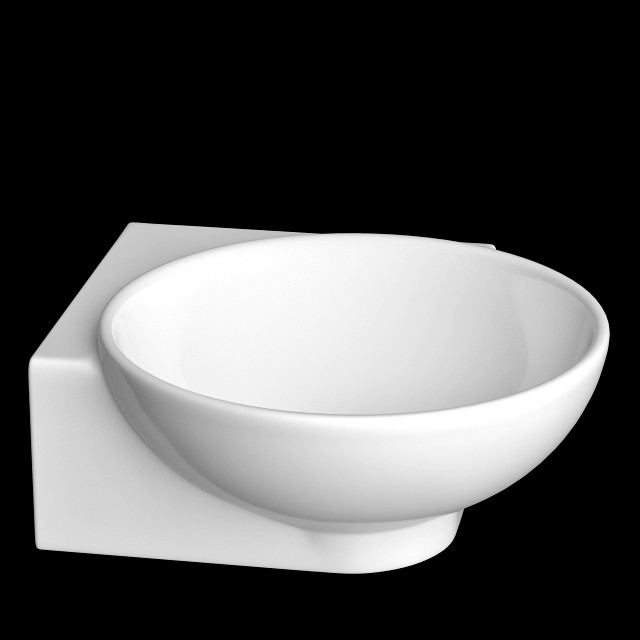 wall hung round shape corner wash basin modeled in 3ds max