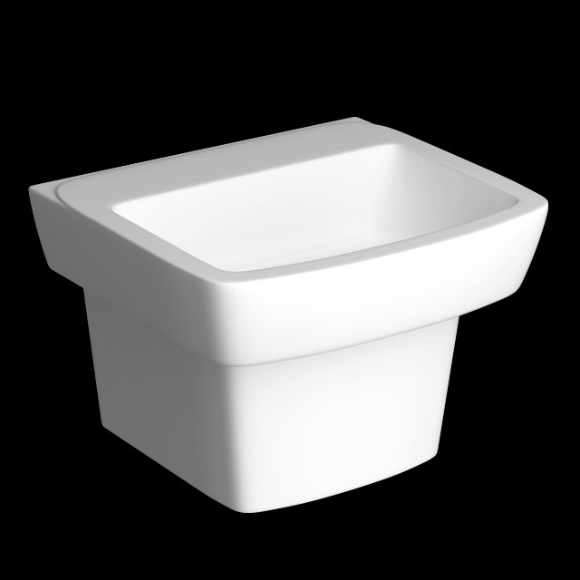 wall hung rectangle wash basin modeled in 3ds max