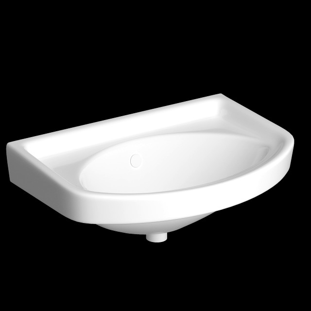 wall hung rectangle wash basin modeled in 3ds max