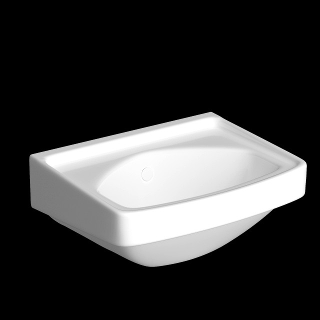 wall hung rectangle wash basin modeled in 3ds max